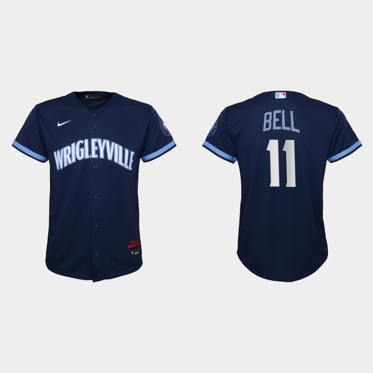 Youth Chicago Cubs #11 George Bell Navy 2021 City Connect  Jersey