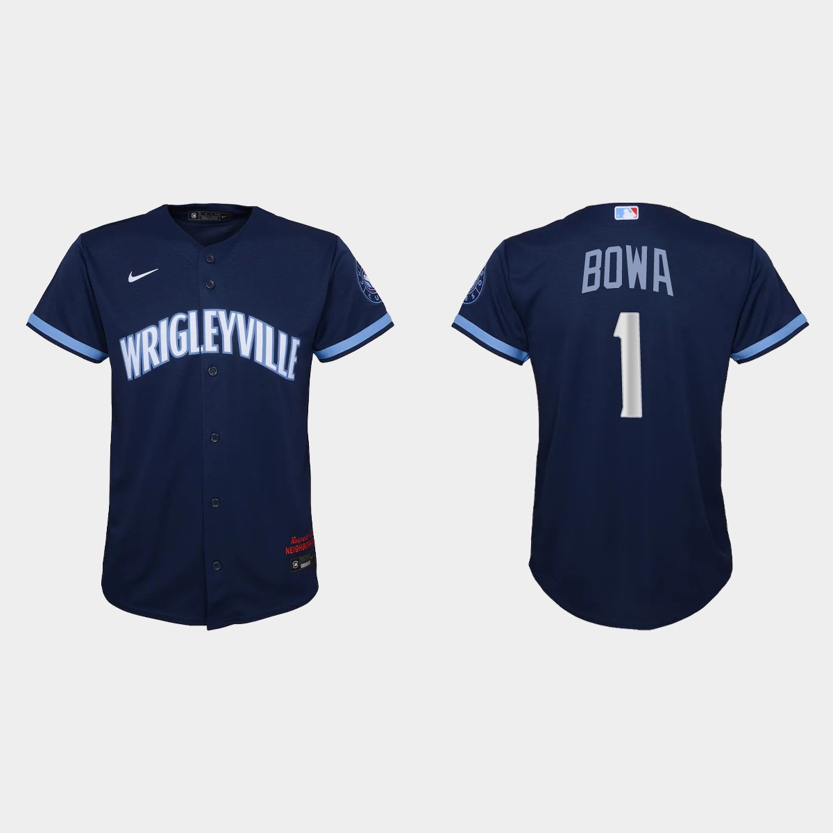 Youth Chicago Cubs #1 Larry Bowa Navy 2021 City Connect  Jersey