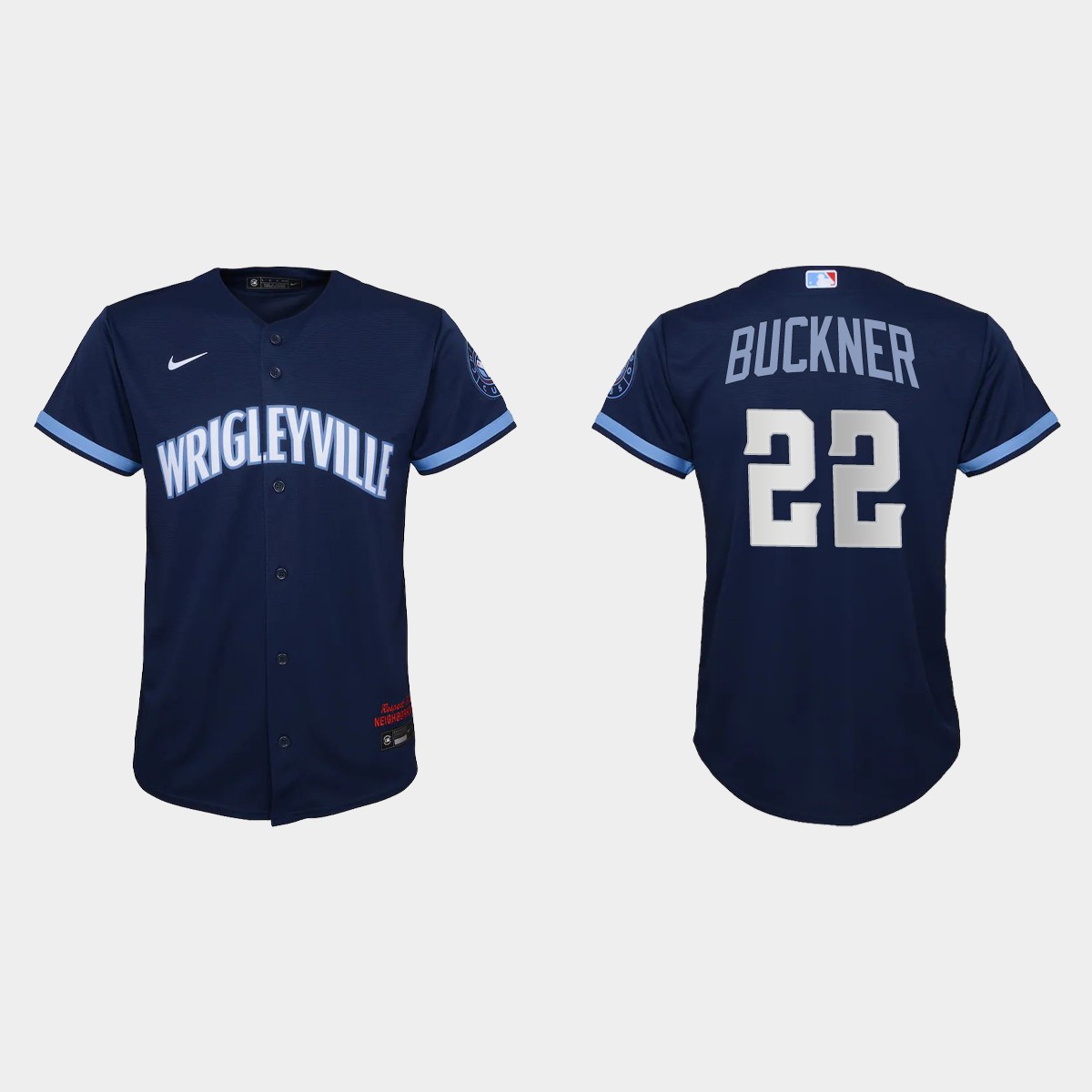 Youth Chicago Cubs #22 Bill Buckner Navy 2021 City Connect  Jersey
