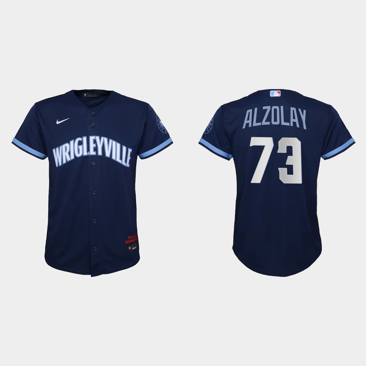 Youth Chicago Cubs #73 Adbert Alzolay Navy 2021 City Connect  Jersey