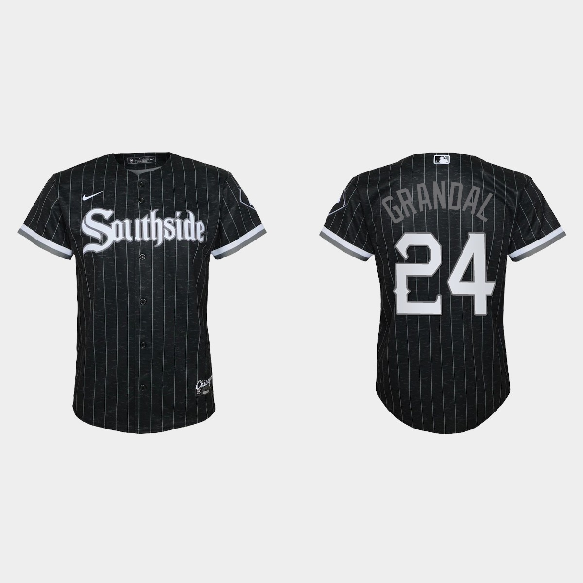 Youth Chicago White Sox #24 Yasmani Grandal Black 2021 City Connect  Jersey