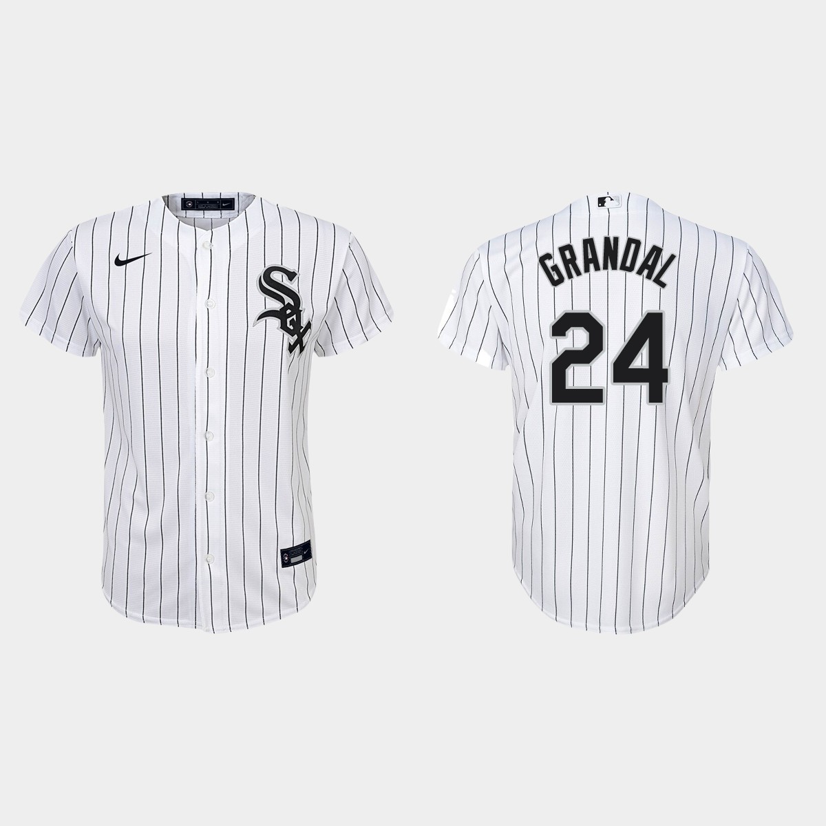 Youth Chicago White Sox #24 Yasmani Grandal White  Home Jersey