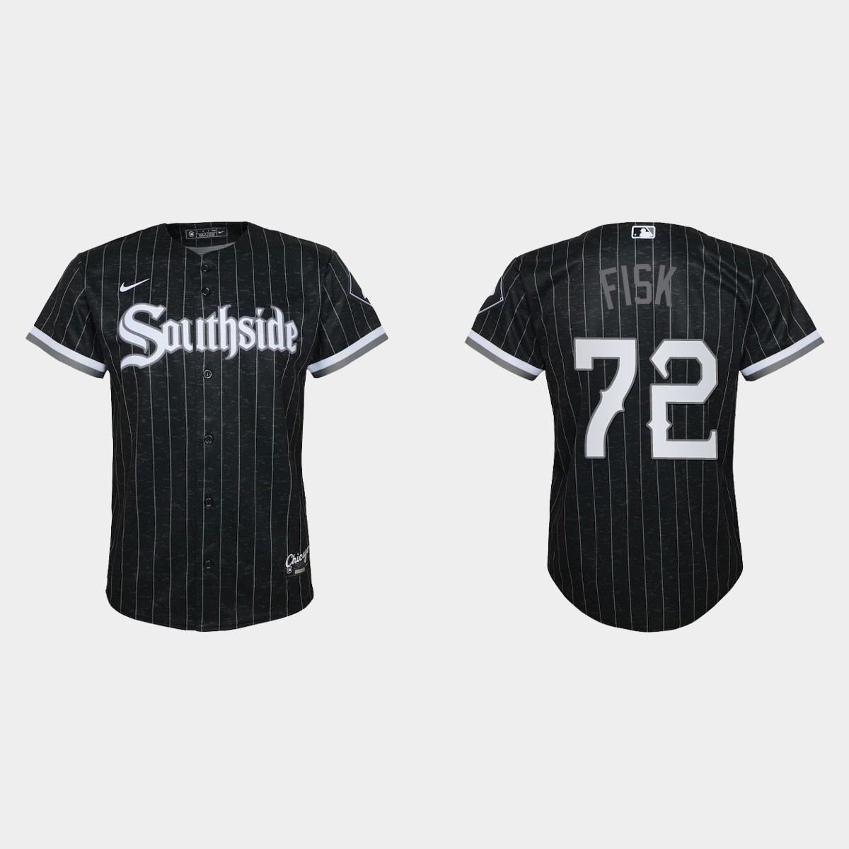 Youth Chicago White Sox #72 Carlton Fisk Black 2021 City Connect  Jersey
