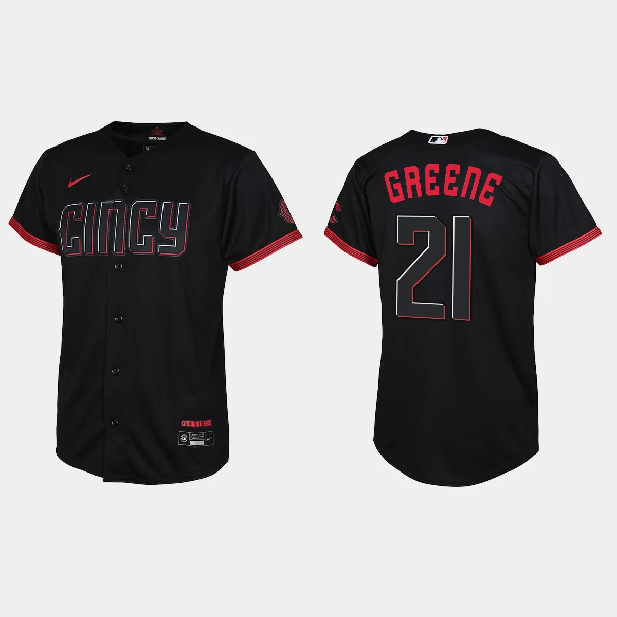 Youth Cincinnati Reds Hunter Greene Black 2023 City Connect  Jersey