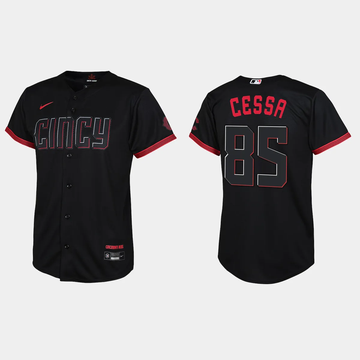 Youth Cincinnati Reds Luis Cessa Black 2023 City Connect  Jersey