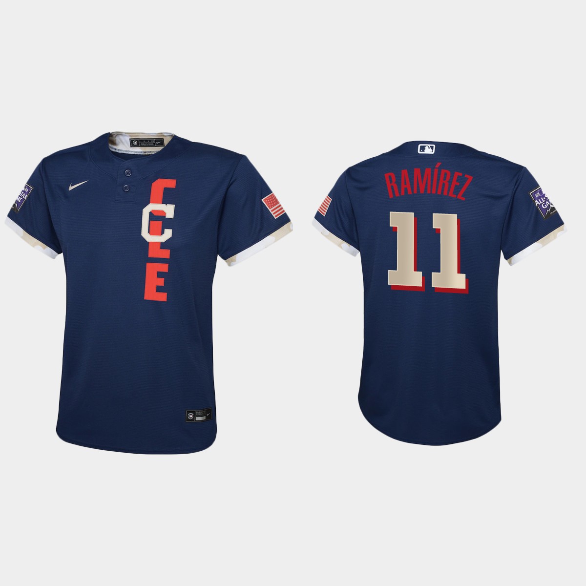 Youth Cleveland Indians Jose Ramirez Navy 2021 MLB All-Star Game Jersey