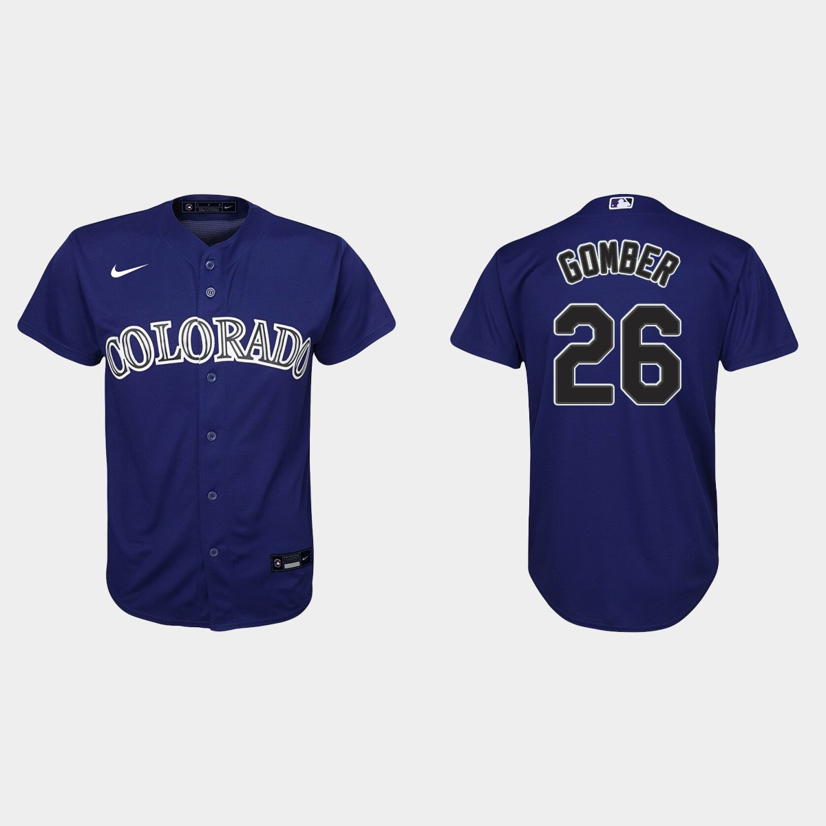 Youth Colorado Rockies #26 Austin Gomber Purple  Alternate Jersey