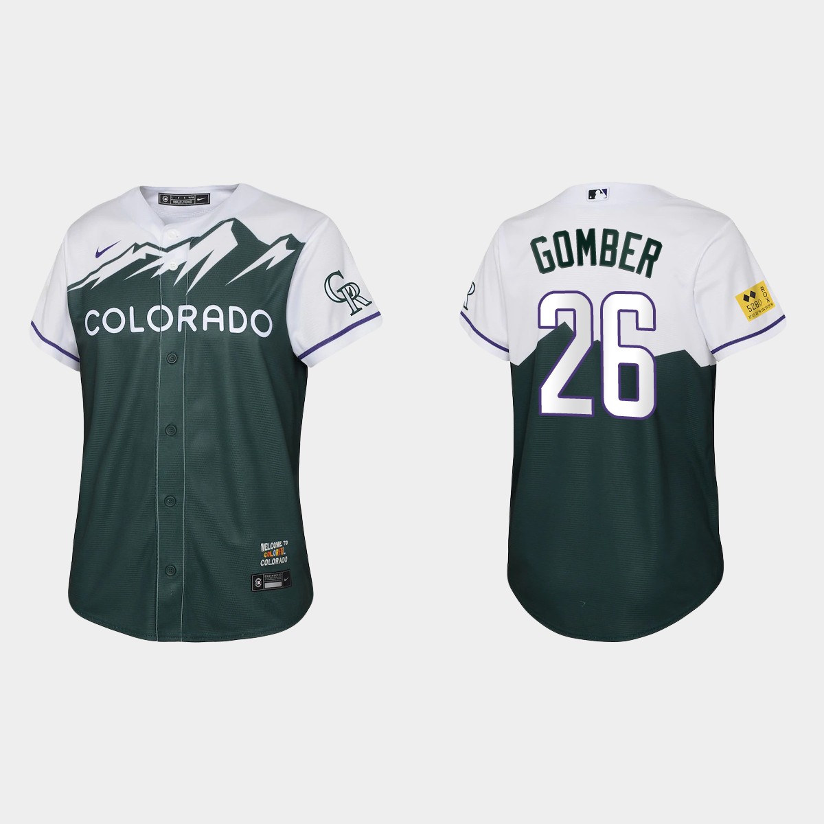 Youth Colorado Rockies Austin Gomber Green 2022 City Connect  Jersey