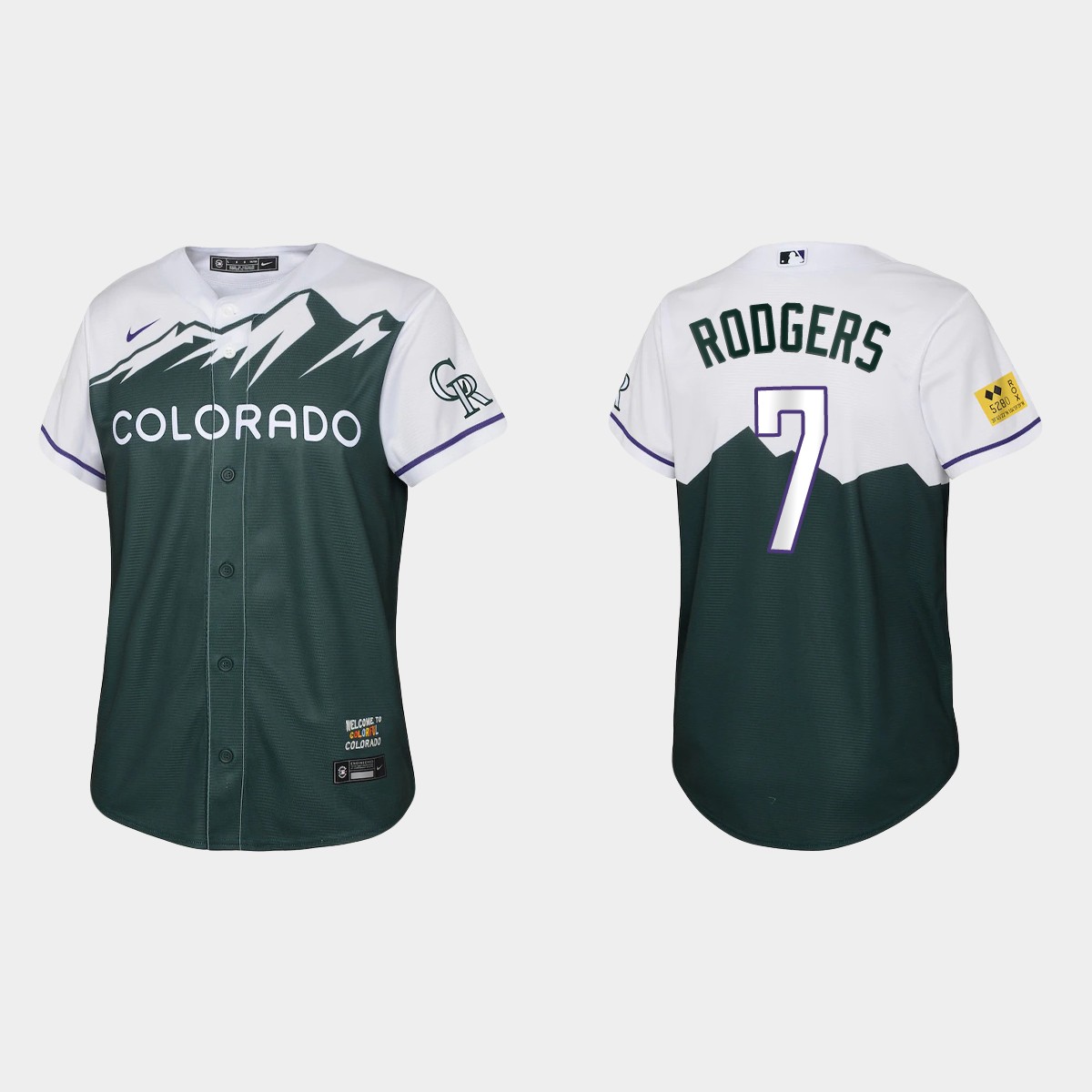 Youth Colorado Rockies Brendan Rodgers Green 2022 City Connect  Jersey