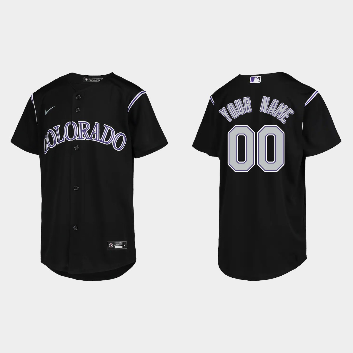 Youth Colorado Rockies Custom Black  Jersey
