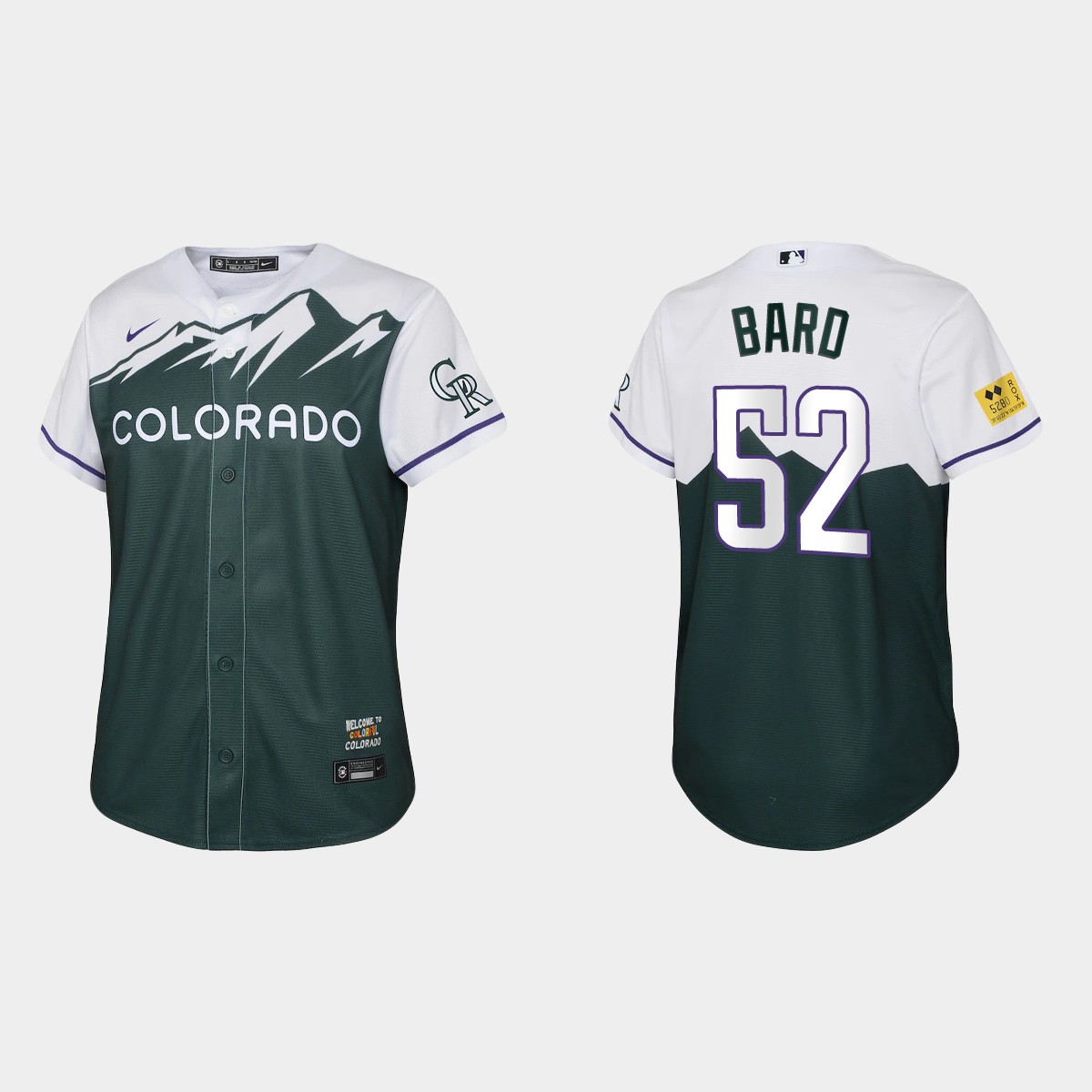 Youth Colorado Rockies Daniel Bard Green 2022 City Connect  Jersey