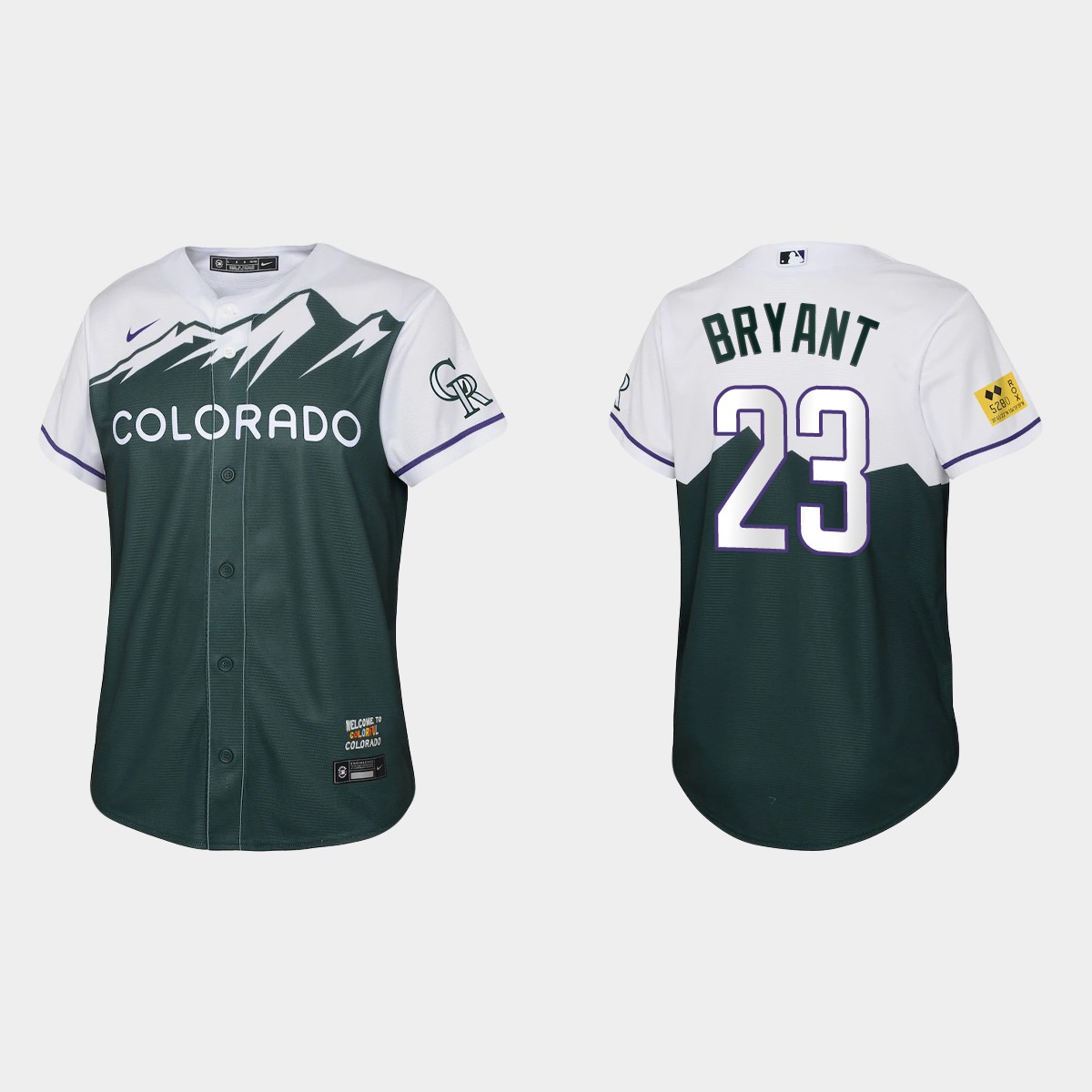 Youth Colorado Rockies Kris Bryant Green 2022 City Connect  Jersey