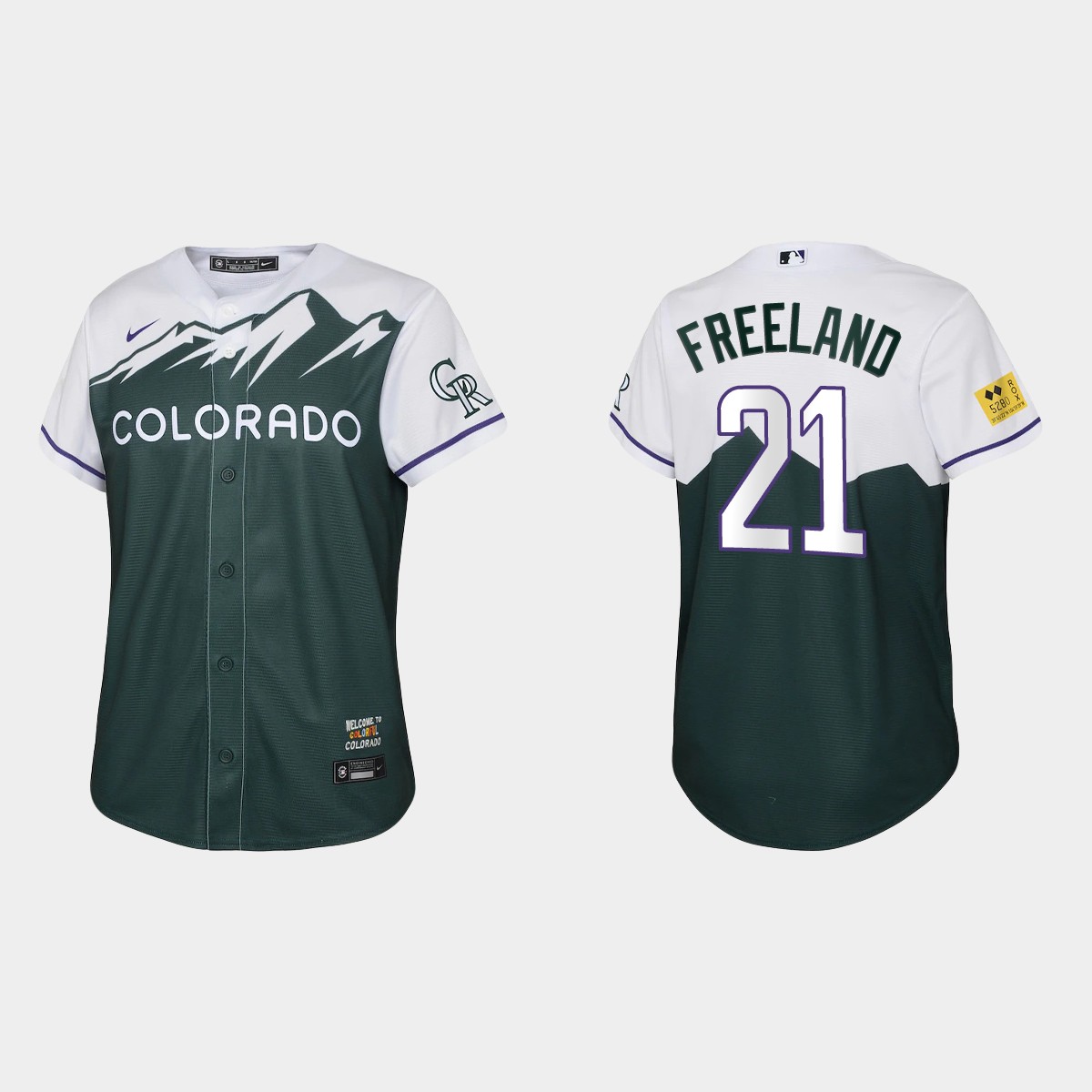 Youth Colorado Rockies Kyle Freeland Green 2022 City Connect  Jersey