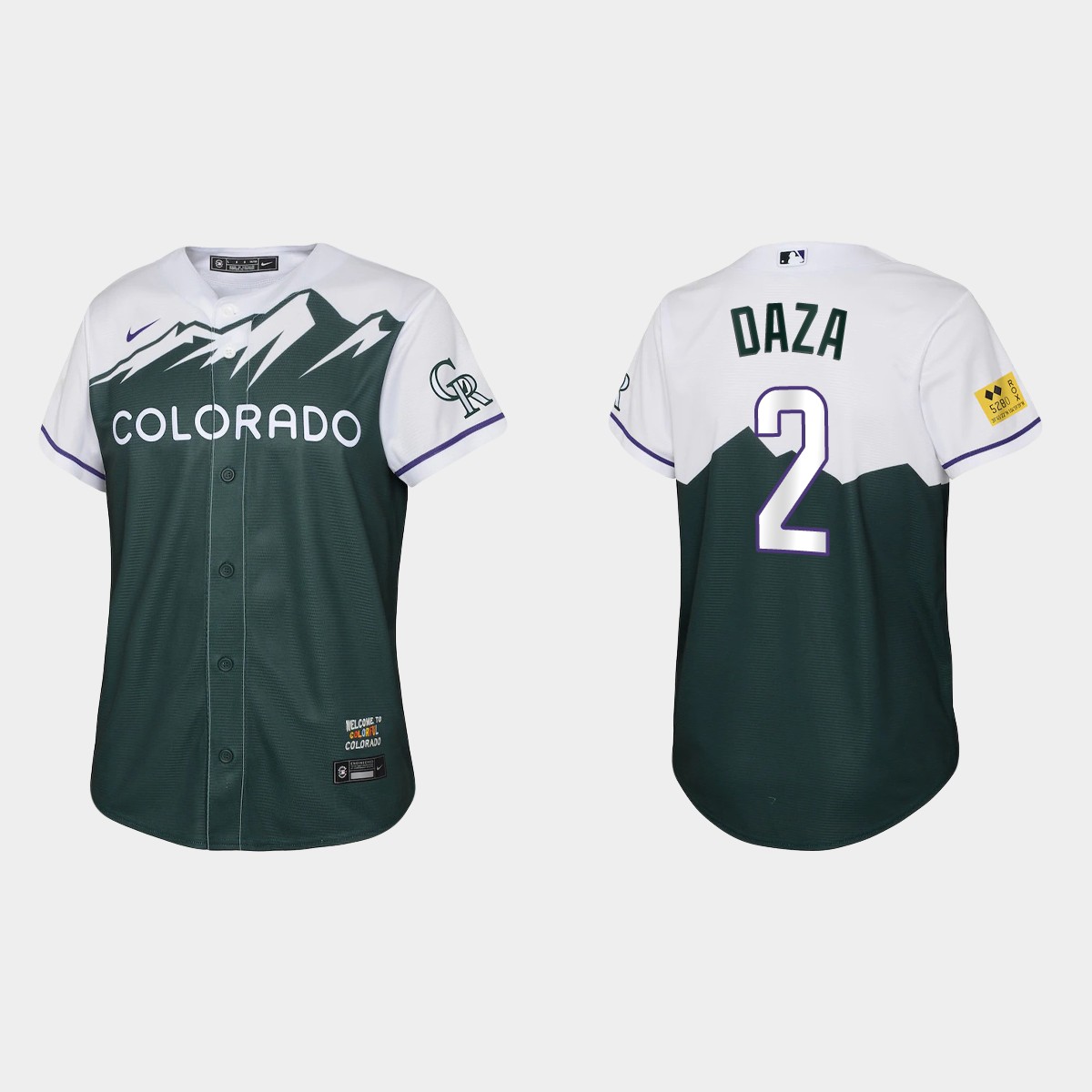 Youth Colorado Rockies Yonathan Daza Green 2022 City Connect  Jersey