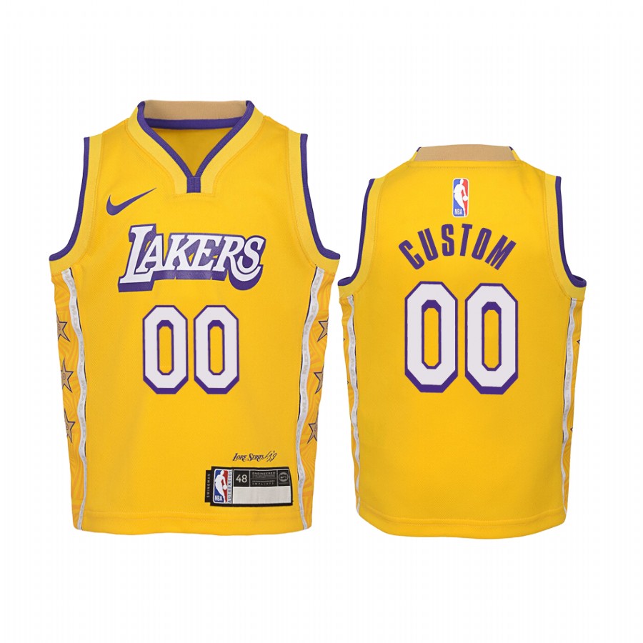 Youth Custom Los Angeles Lakers Yellow City Edition 2019-20  Jersey - Preschool
