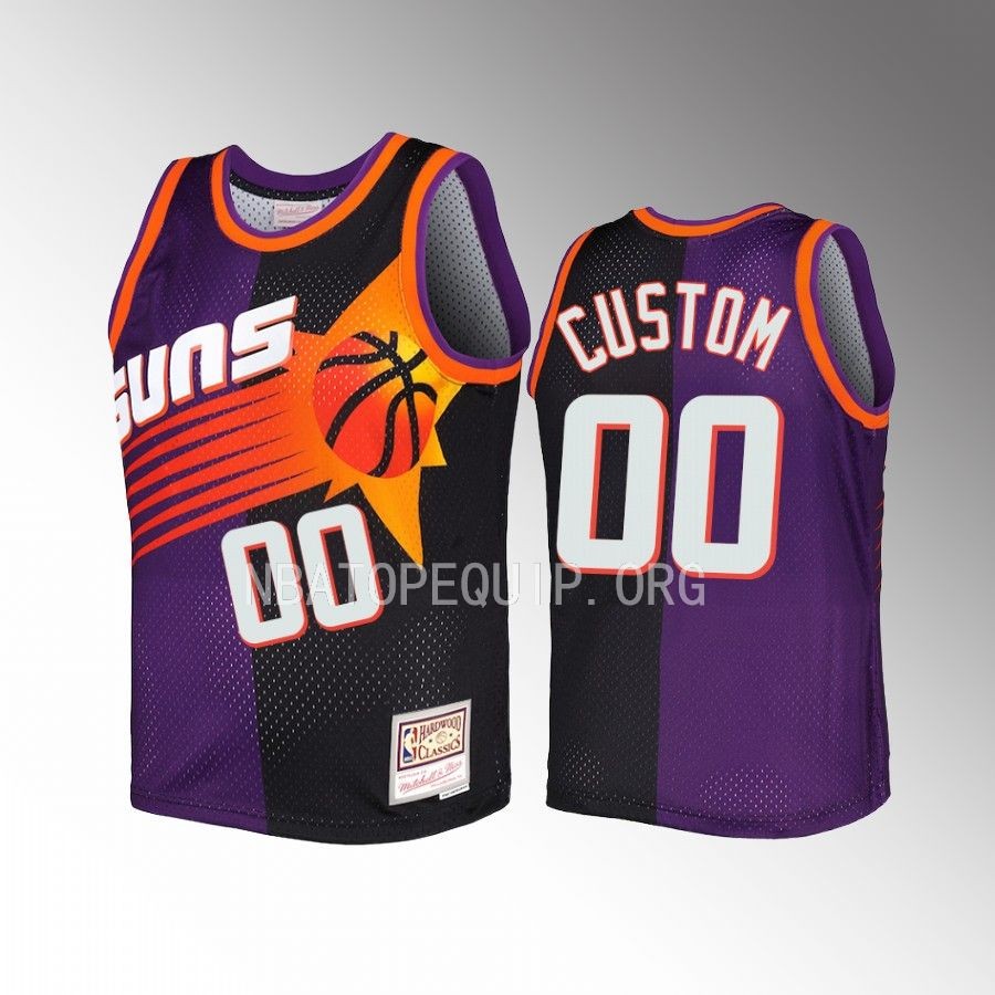 Youth custom Phoenix Suns Purple Black Split Edition Jersey Hardwood Classics