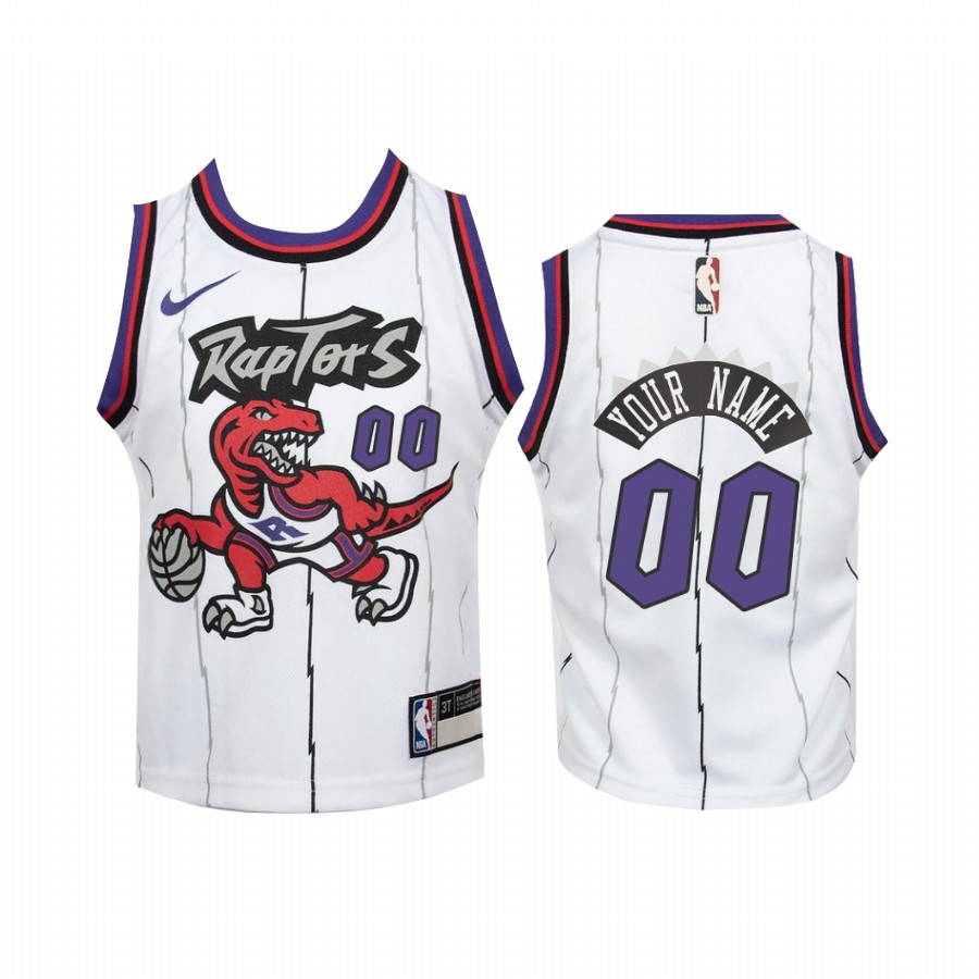 Youth Custom Toronto Raptors Kids White Hardwood Classics Jersey