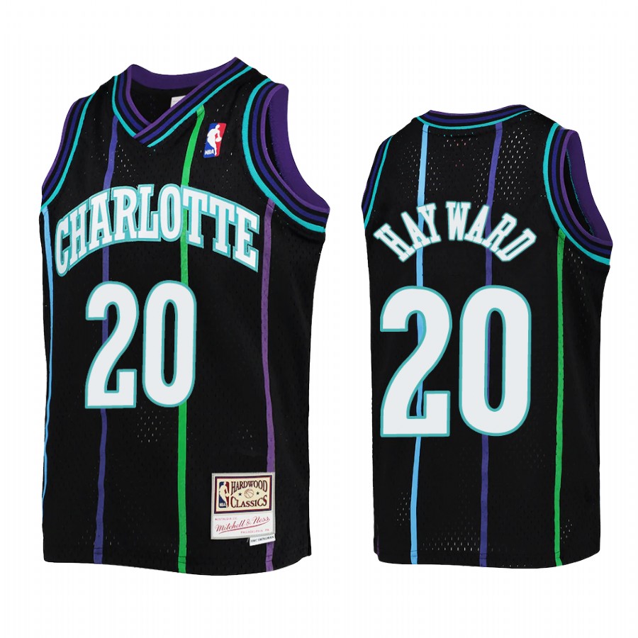 Youth Gordon Hayward Charlotte Hornets Black Reload Jersey Throwback