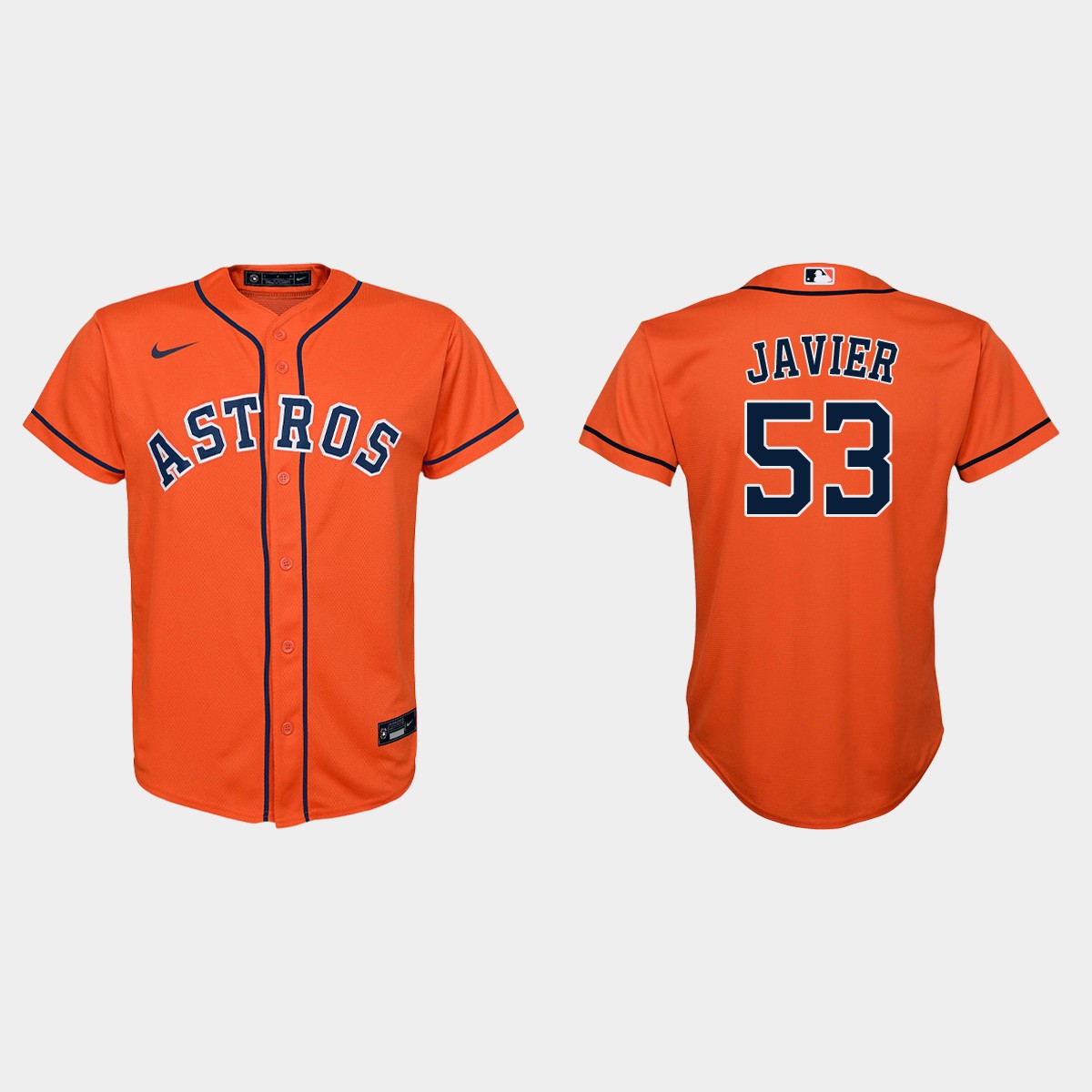 Youth Houston Astros #53 Cristian Javier Orange  Alternate Jersey