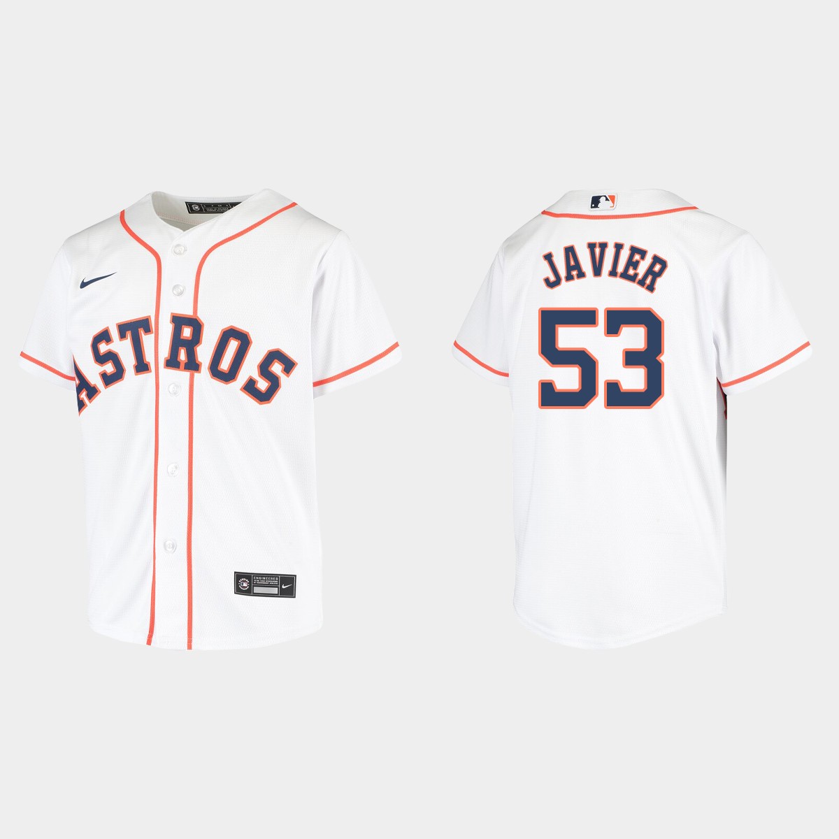 Youth Houston Astros #53 Cristian Javier White  Home Jersey
