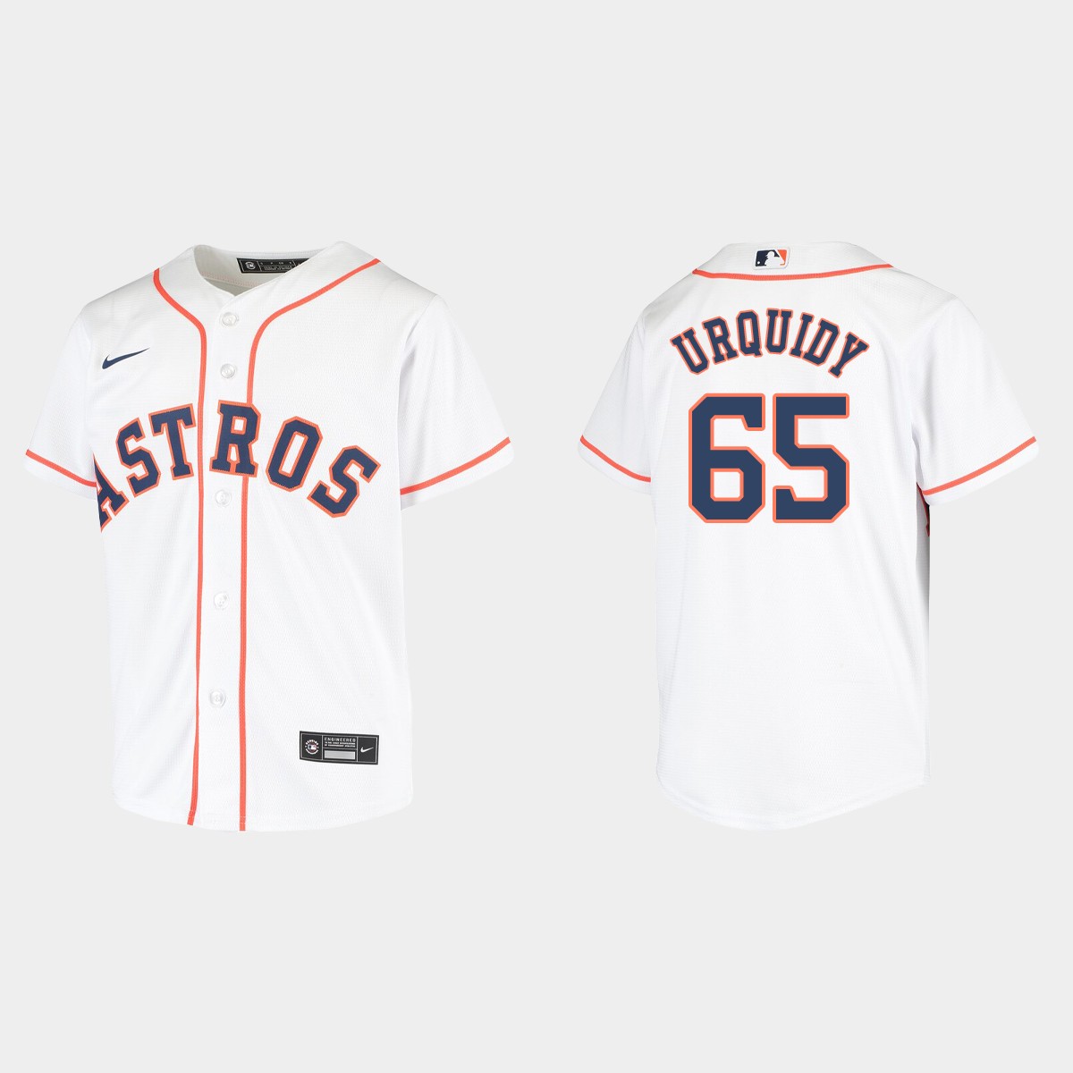 Youth Houston Astros #65 Jose Urquidy White  Home Jersey