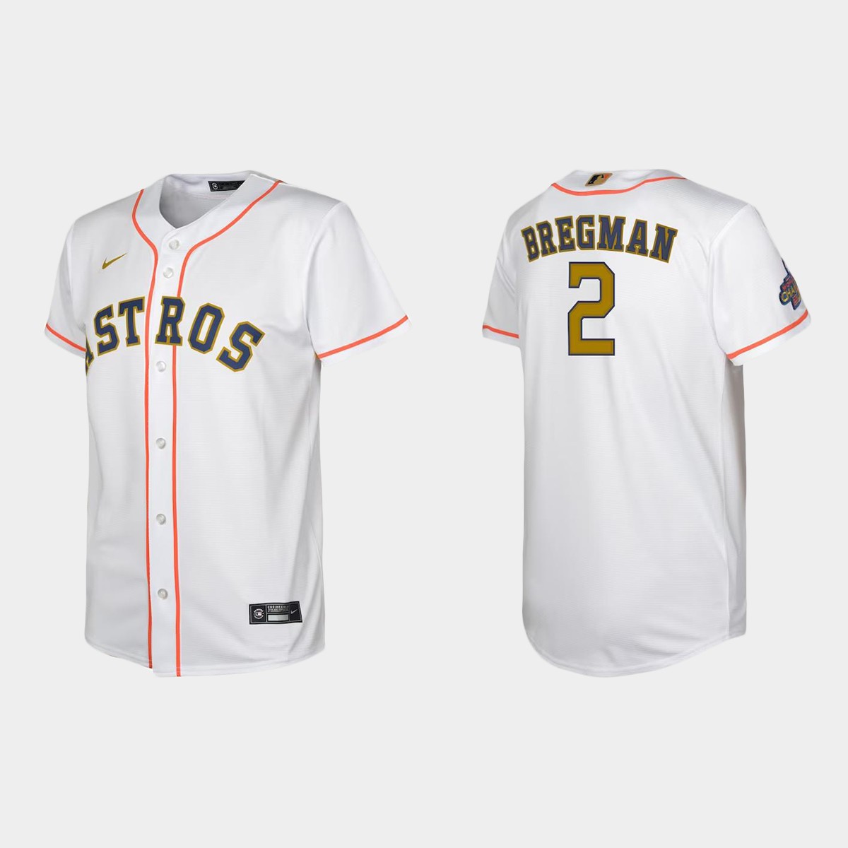 Youth Houston Astros Alex Bregman White 2023 Gold Collection  Jersey