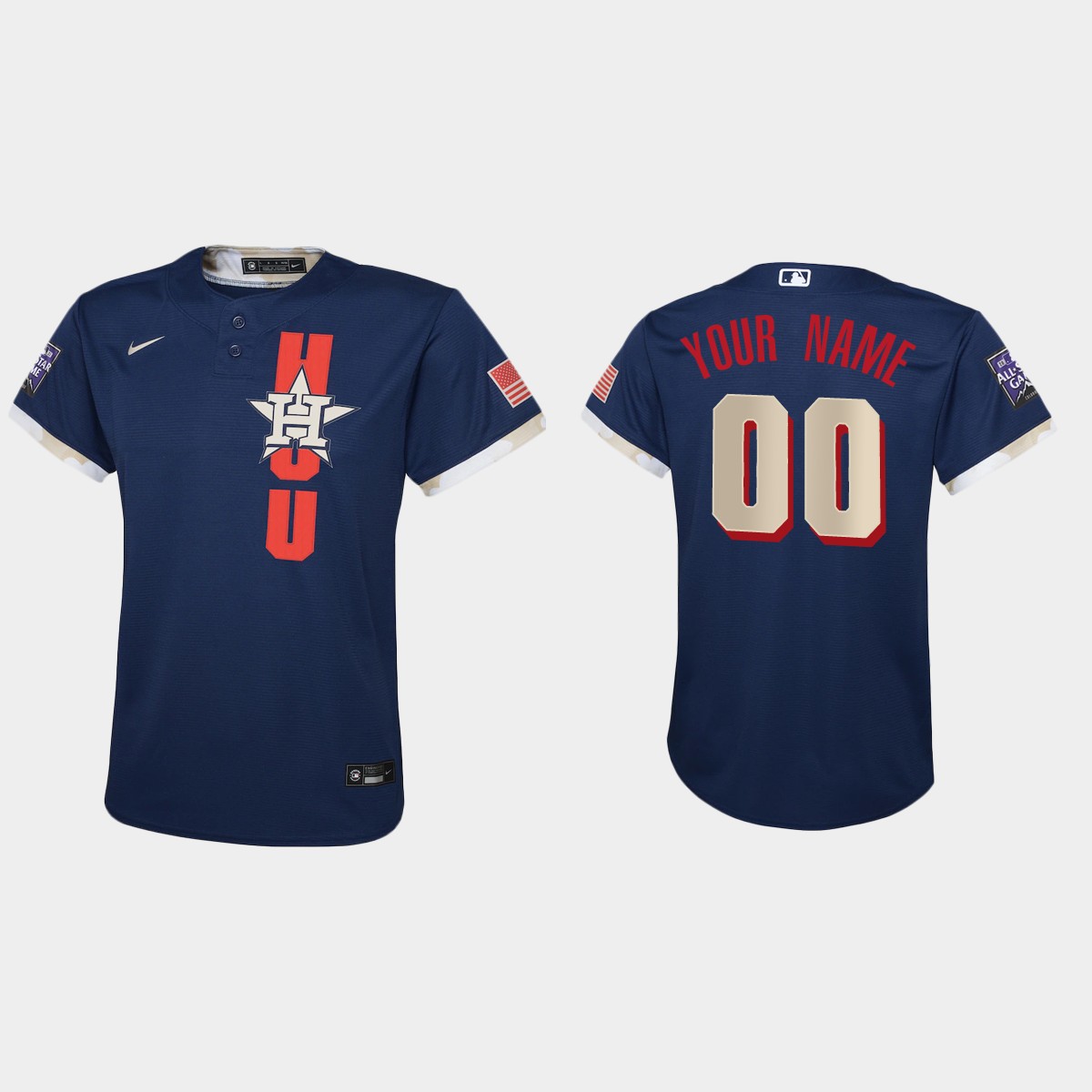 Youth Houston Astros Custom Navy 2021 MLB All-Star Game Jersey