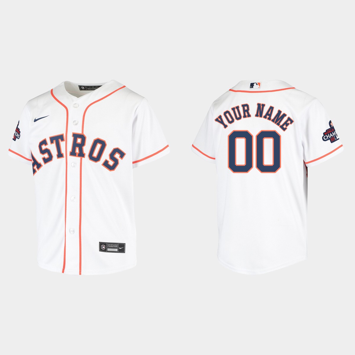 Youth Houston Astros Custom White 2022 World Series Champions  Jersey