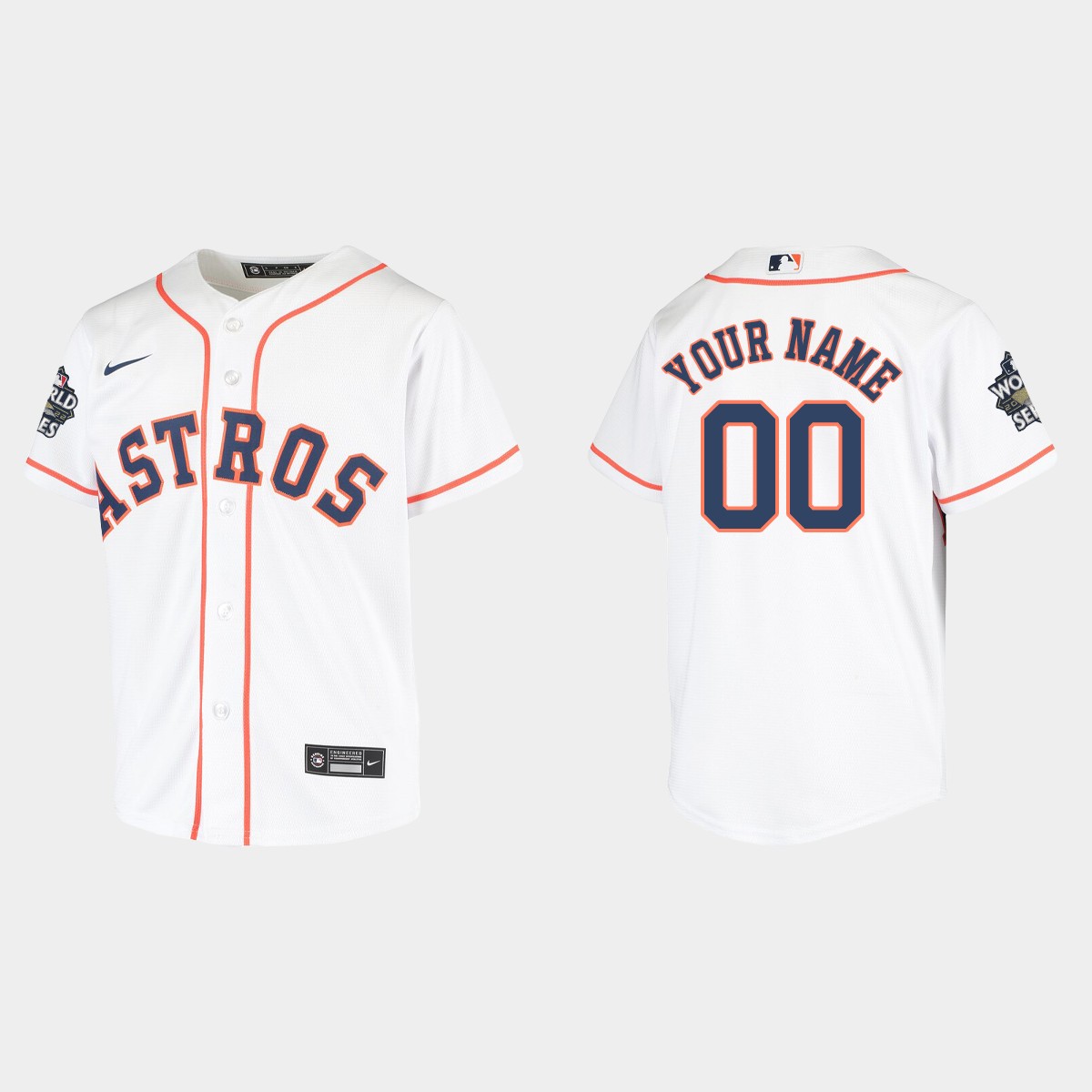 Youth Houston Astros Custom White 2022 World Series  Jersey