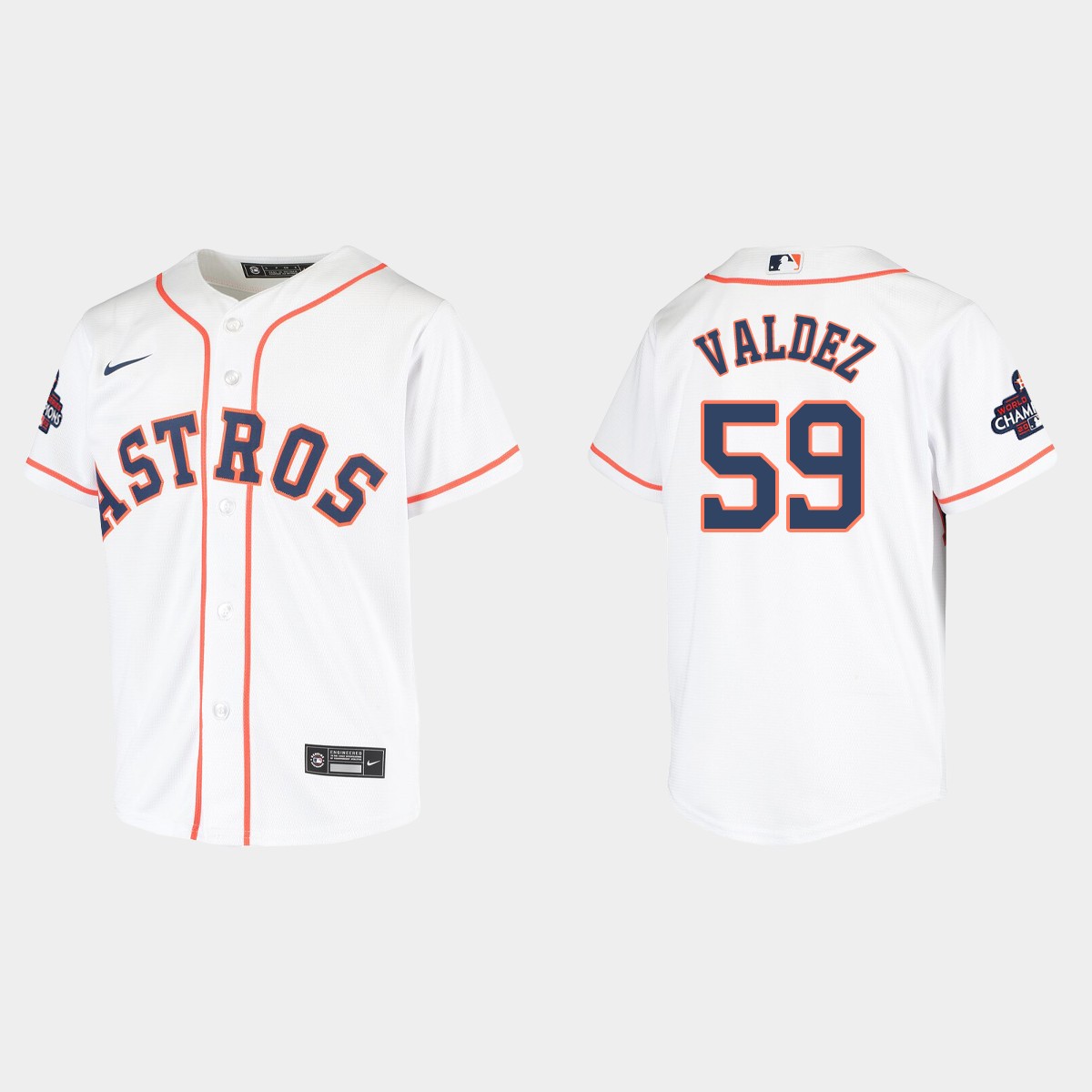 Youth Houston Astros Framber Valdez White 2022 World Series Champions  Jersey