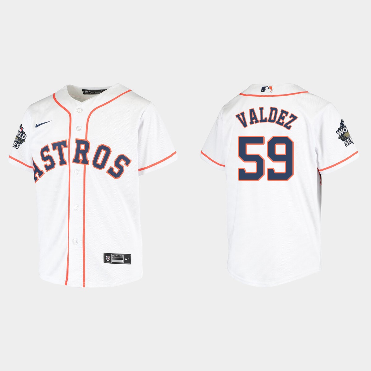 Youth Houston Astros Framber Valdez White 2022 World Series  Jersey