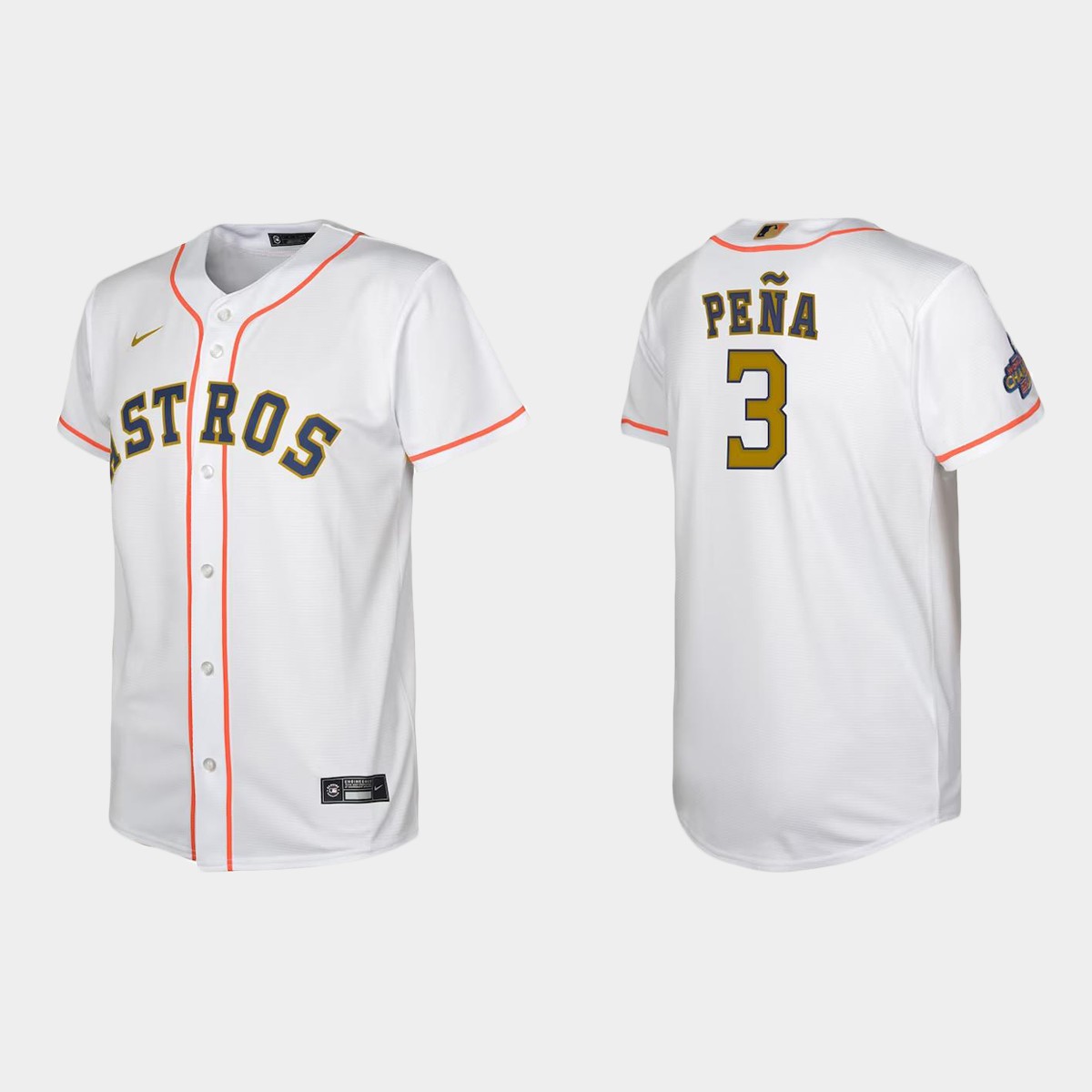 Youth Houston Astros Jeremy Pena White 2023 Gold Collection  Jersey