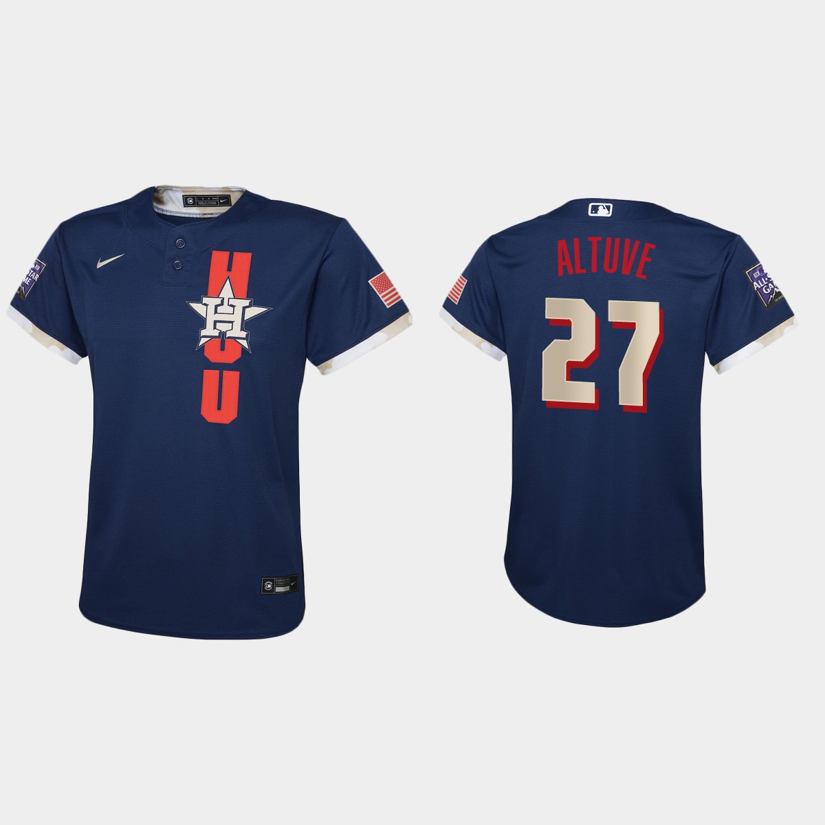 Youth Houston Astros Jose Altuve Navy 2021 MLB All-Star Game Jersey