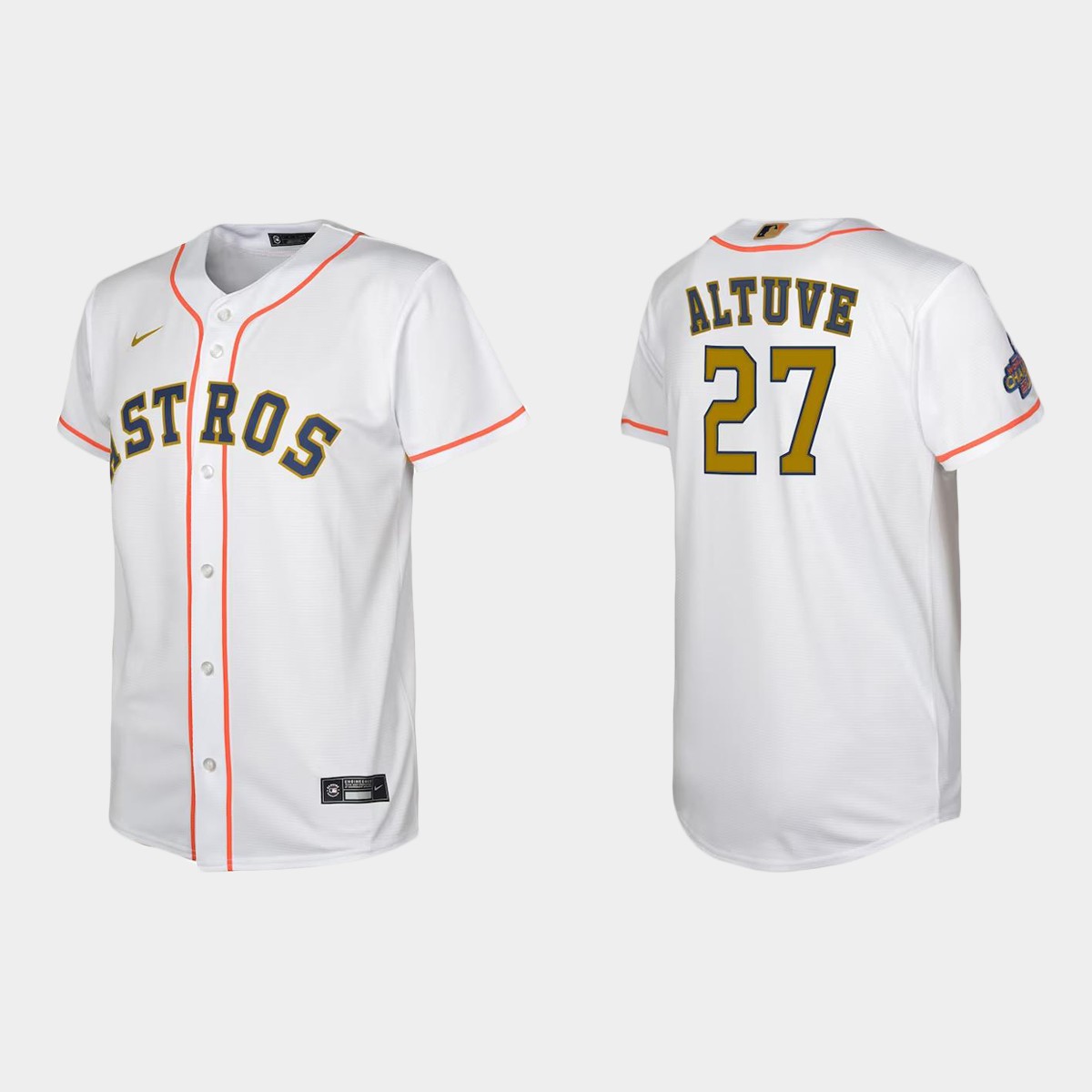 Youth Houston Astros Jose Altuve White 2023 Gold Collection  Jersey