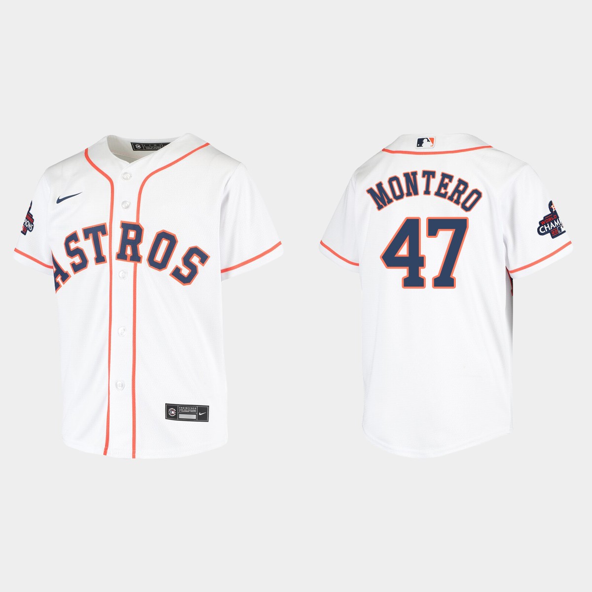 Youth Houston Astros Rafael Montero White 2022 World Series Champions  Jersey
