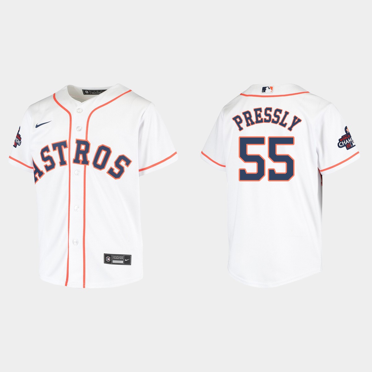 Youth Houston Astros Ryan Pressly White 2022 World Series Champions  Jersey