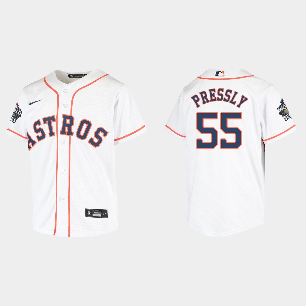 Youth Houston Astros Ryan Pressly White 2022 World Series  Jersey