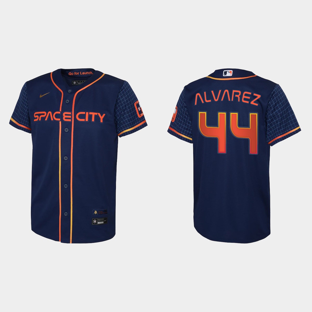 Youth Houston Astros Yordan Alvarez Navy 2022 City Connect  Jersey