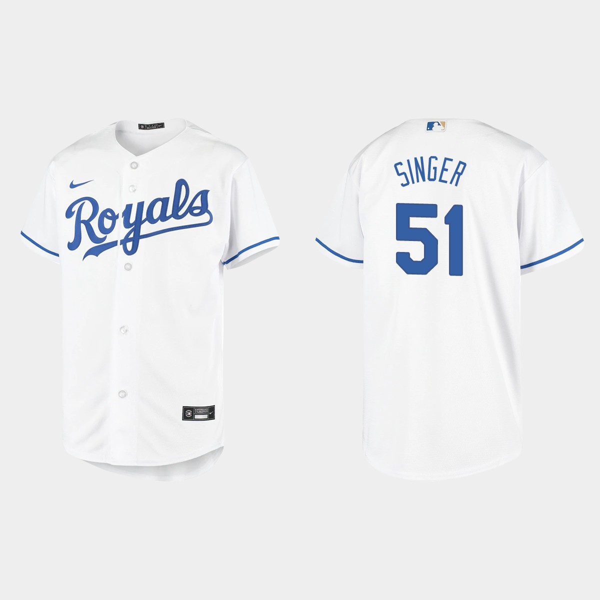 Youth Kansas City Royals #51 Brady Singer White  Home Jersey