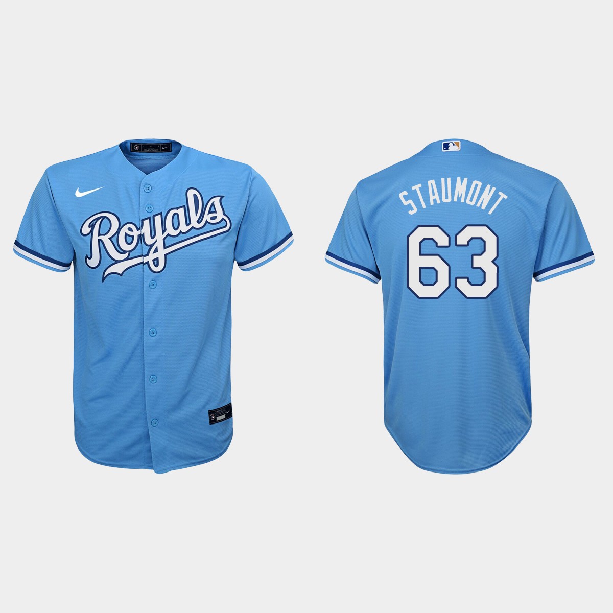 Youth Kansas City Royals #63 Josh Staumont Light Blue  Alternate Jersey