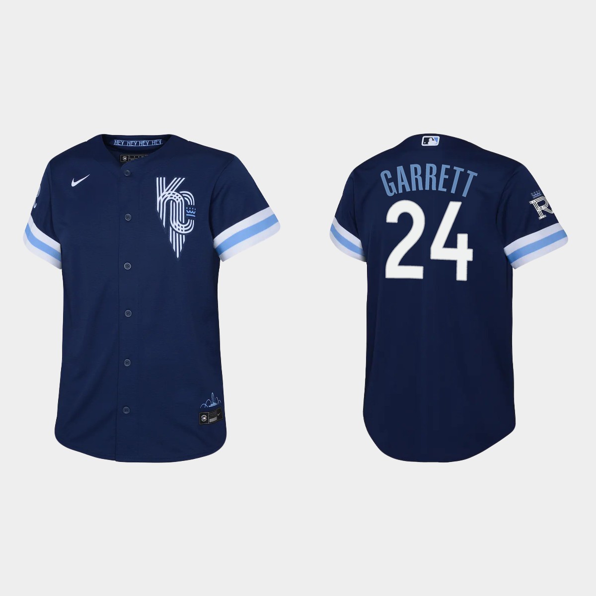 Youth Kansas City Royals Amir Garrett Navy 2022 City Connect  Jersey