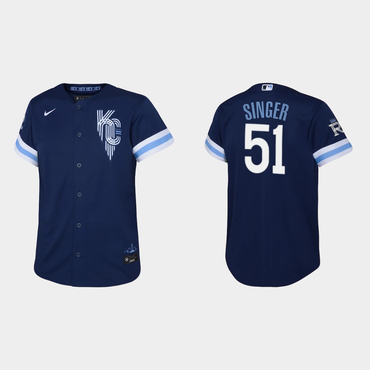 Youth Kansas City Royals Brady Singer Navy 2022 City Connect  Jersey