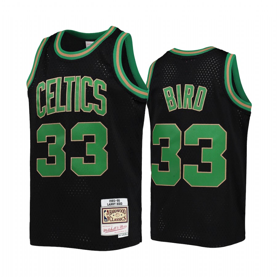 Youth Larry Bird Boston Celtics Black Reload Jersey Hardwood Classics