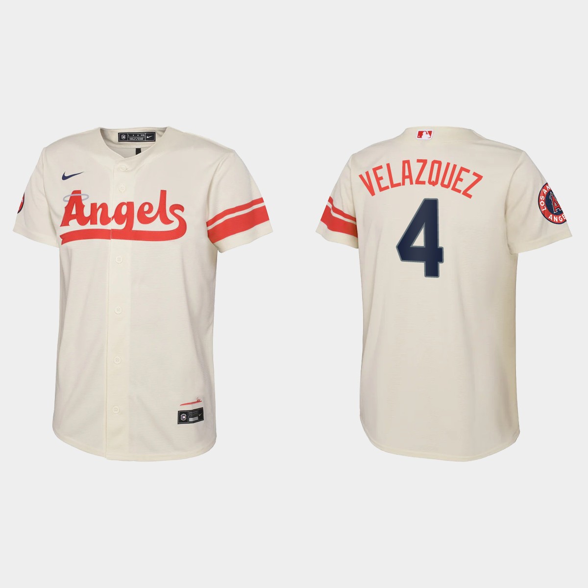 Youth Los Angeles Angels Andrew Velazquez Cream 2022 City Connect  Jersey