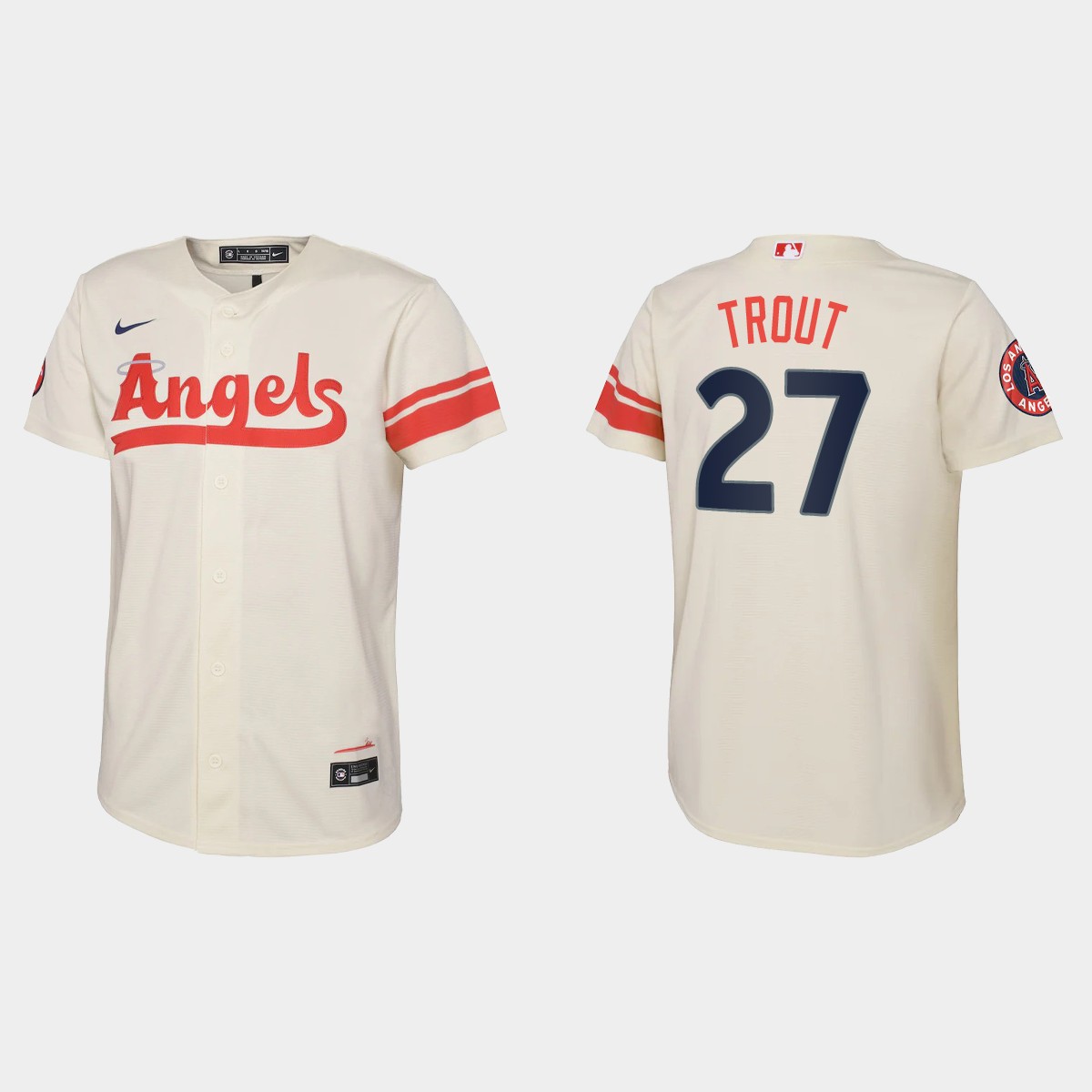 Youth Los Angeles Angels Mike Trout Cream 2022 City Connect  Jersey