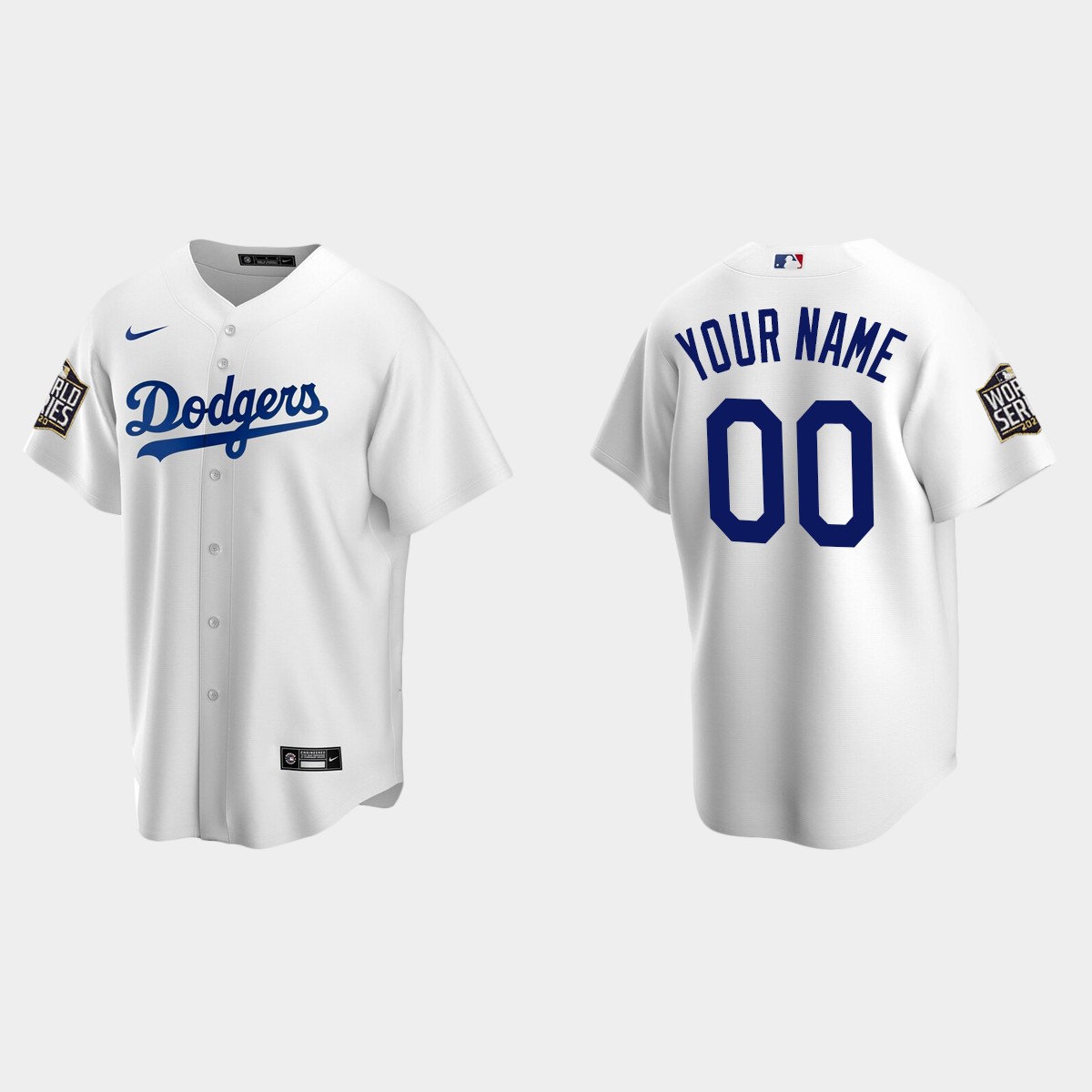 Youth Los Angeles Dodgers #00 Custom  2020 World Series Home Jersey - White