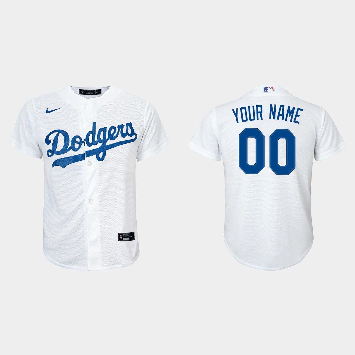 Youth Los Angeles Dodgers #00 Custom White  Home Jersey