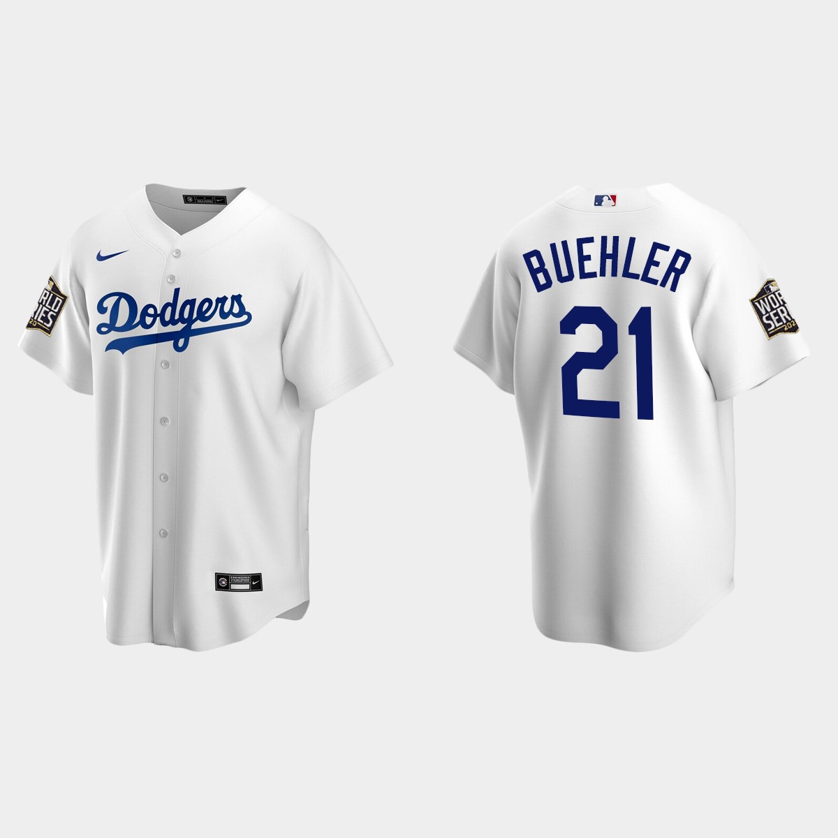 Youth Los Angeles Dodgers #21 Walker Buehler  2020 World Series Home Jersey - White