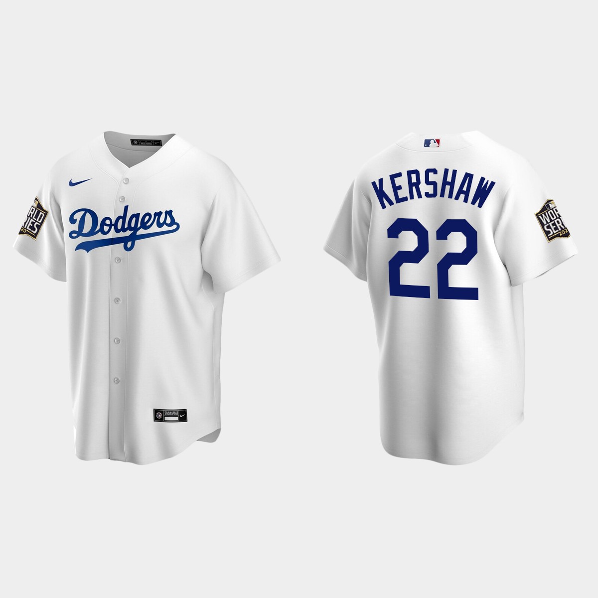 Youth Los Angeles Dodgers #22 Clayton Kershaw  2020 World Series Home Jersey - White