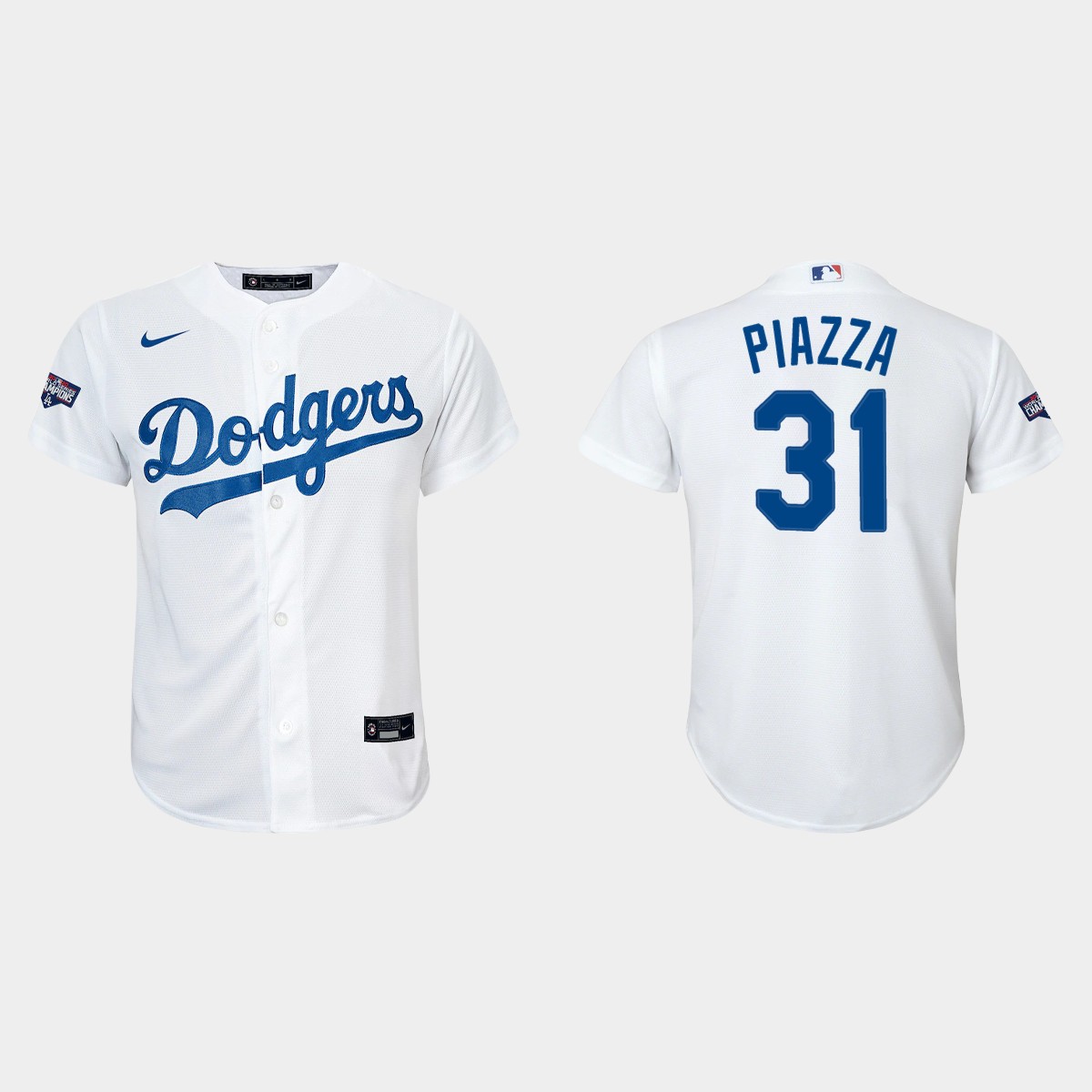 Youth Los Angeles Dodgers #31 Mike Piazza White 2020 World Series Champions Home  Player Jersey